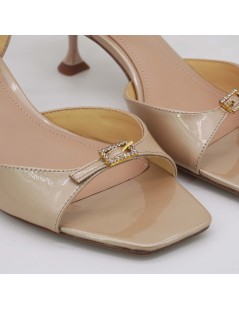 Lola Cruz Tina 65 Sandalo Fibbiette con Strass Vernice Nude