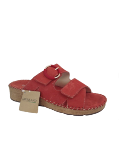Grunland Ciabatta Comfort Sottopiede Cucito 2 Velcro Fibbia Nabuk Rosso