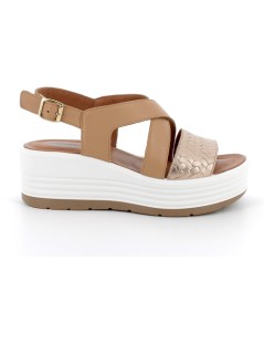 IGI &Co Sandalo Zeppa Platform Incrocio Fascia Treccia Biscotto