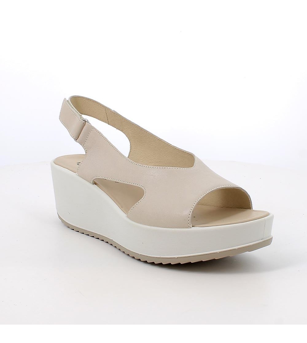 IGI &Co Sandalo Zeppa Chanel Scollo V Panna