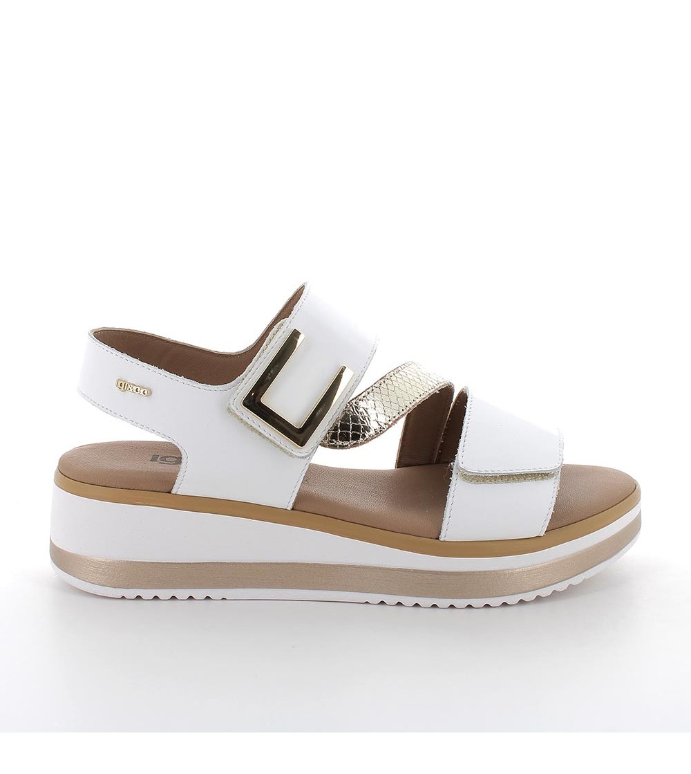 IGI &Co Sandali Zeppa Media Soft 2 Velcro Bianco