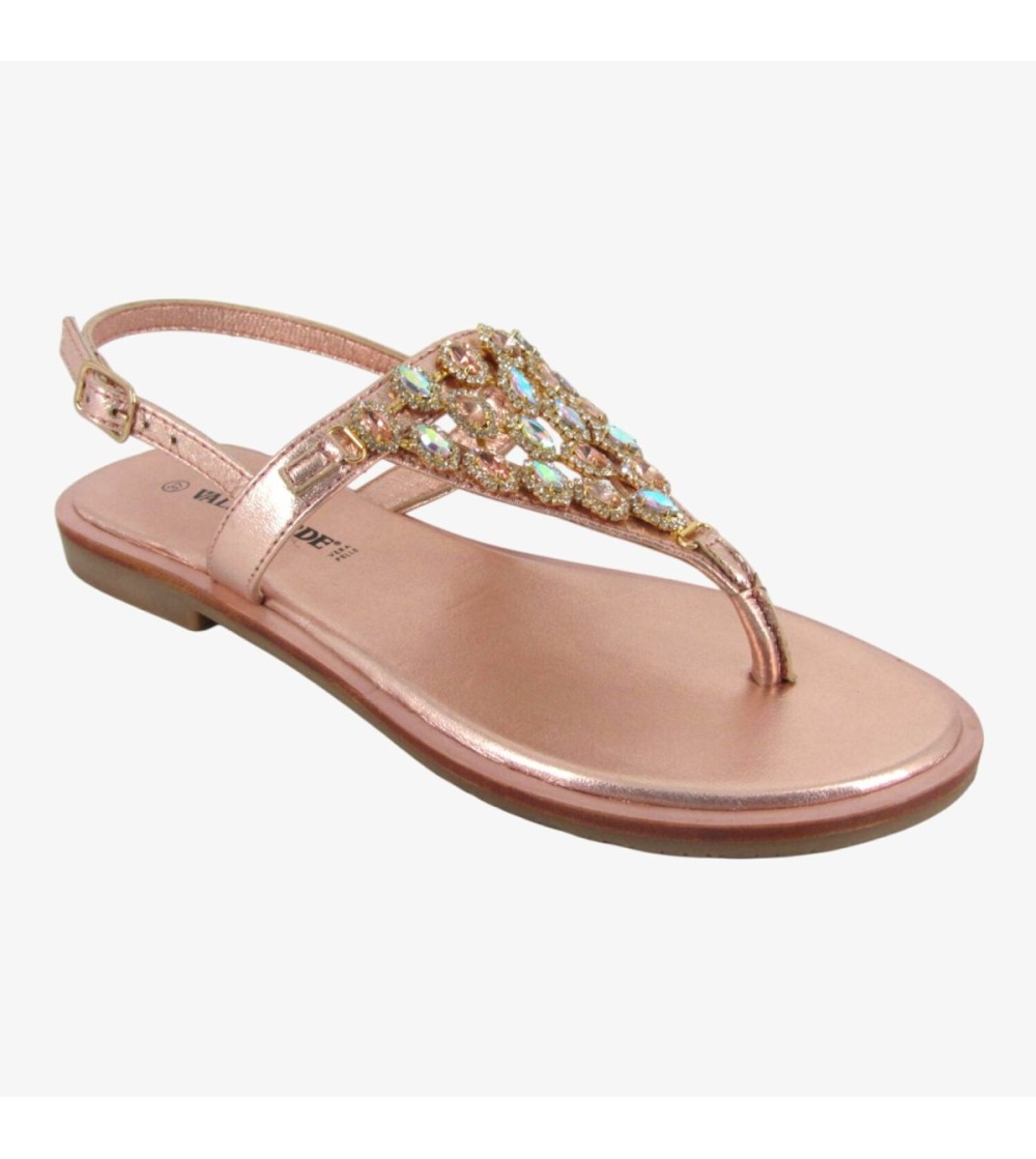 Valleverde Sandalo Infradito Capri Strass Rosa Gold