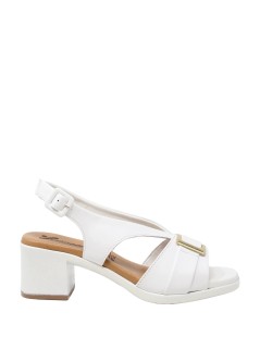 Susimoda Sandalo Tacco Medio Scollo V Fibbie Bianco