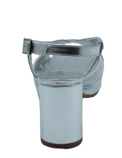 Valleverde Sandali Plateau Tacco Medio Fasce Trasversali Argento