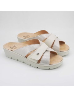 Sabatini Ciabatta Zeppa Media Plantare Estraibile Velcro Crema