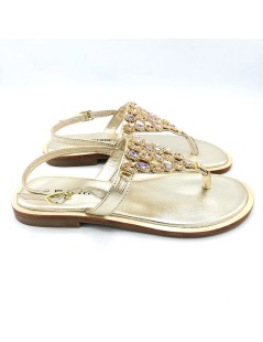 Valleverde Sandalo Infradito Capri Strass Oro