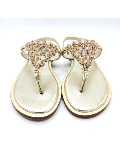 Valleverde Sandalo Infradito Capri Strass Oro