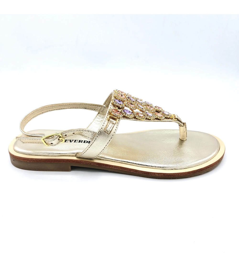 Valleverde Sandalo Infradito Capri Strass Oro