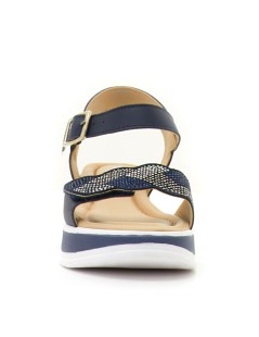 Valleverde Sandalo Doppio Volume Fascia Velcro Strass Blu