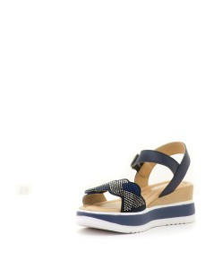 Valleverde Sandalo Doppio Volume Fascia Velcro Strass Blu