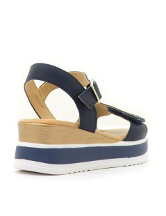 Valleverde Sandalo Doppio Volume Fascia Velcro Strass Blu