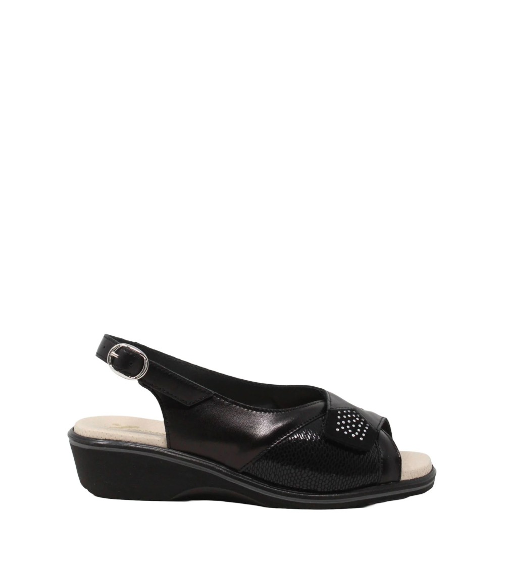 Susimoda Sandalo Classic Velcro Elastic Strass Nero