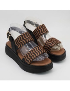 Sekada Sandalo Zeppa Ethnic 2 Fasce Tutto Nappa Fascia Nero Cognac