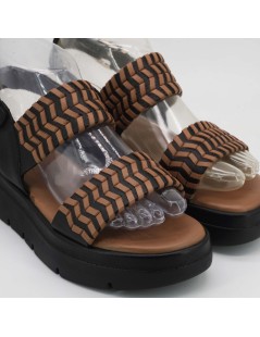 Sekada Sandalo Zeppa Ethnic 2 Fasce Tutto Nappa Fascia Nero Cognac