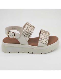 Sekada Sandalo Zeppa Ethnic 2 Fasce Tutto Nappa Fascia Avorio