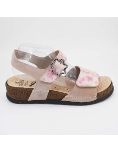 Sabatini Sandalo Karolina Plantare Estraibile 3 Velcro Nabuk Cipria