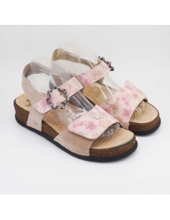 Sabatini Sandalo Karolina Plantare Estraibile 3 Velcro Nabuk Cipria