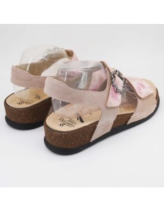 Sabatini Sandalo Karolina Plantare Estraibile 3 Velcro Nabuk Cipria