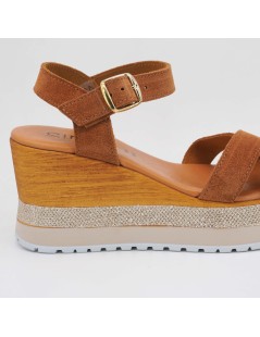 Cinzia Soft Sandalo Zeppa Glitter Plateau Incrocio Camoscio Cuoio