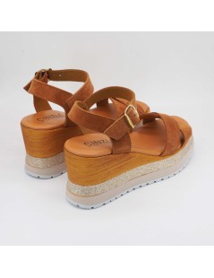 Cinzia Soft Sandalo Zeppa Glitter Plateau Incrocio Camoscio Cuoio