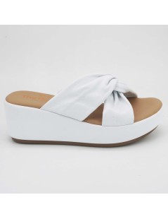 The Flexx Ciabatta Sabot Zeppa Incrocio Nappa Morbida Bianco