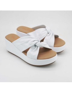 The Flexx Ciabatta Sabot Zeppa Incrocio Nappa Morbida Bianco