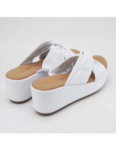 The Flexx Ciabatta Sabot Zeppa Incrocio Nappa Morbida Bianco