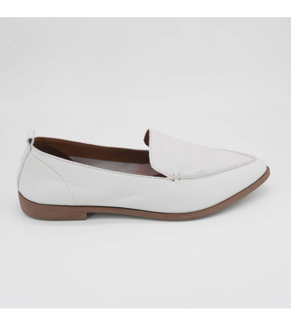 Bueno Mocassino Basso Slipon Punta Nappa Bianco
