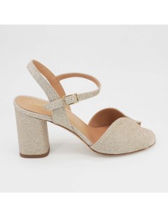Lazzari Felici Sandalo Cerimonia Farfalla Tessuto Glitter Platino
