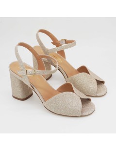 Lazzari Felici Sandalo Cerimonia Farfalla Tessuto Glitter Platino