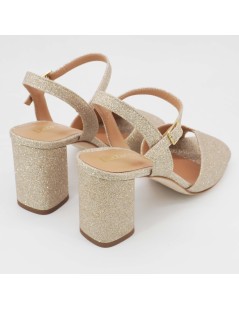 Lazzari Felici Sandalo Cerimonia Farfalla Tessuto Glitter Platino