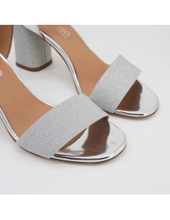 Lazzari Felici Sandalo Cerimonia Laminato e Tessuto Glitter Argento