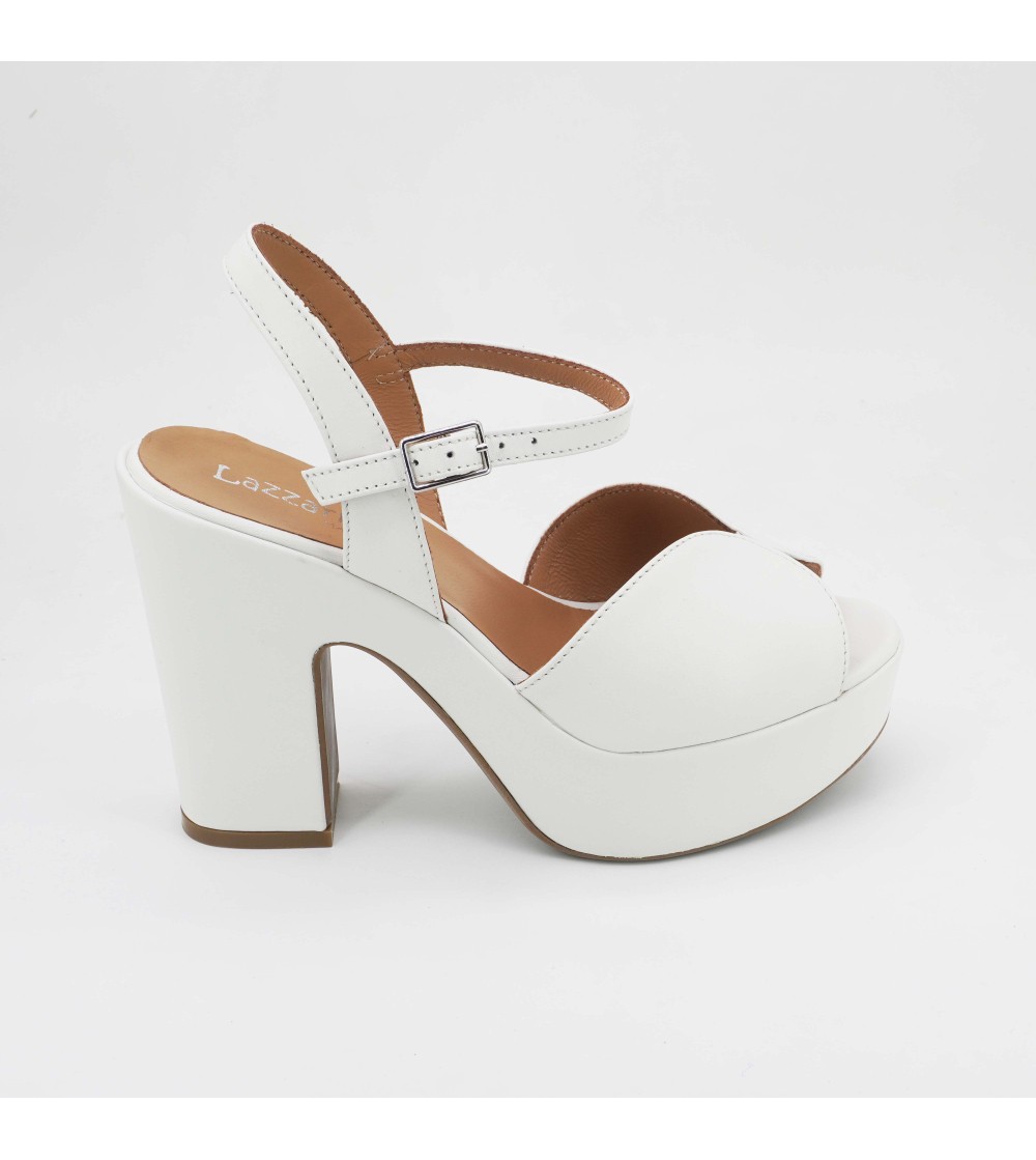 Lazzari Felici Sandalo Oly Zeppatacco Alto Farfalla Pelle Bianco