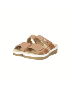 Susimoda Ciabatta Zeppa Media Doppio Velcro Cuoio