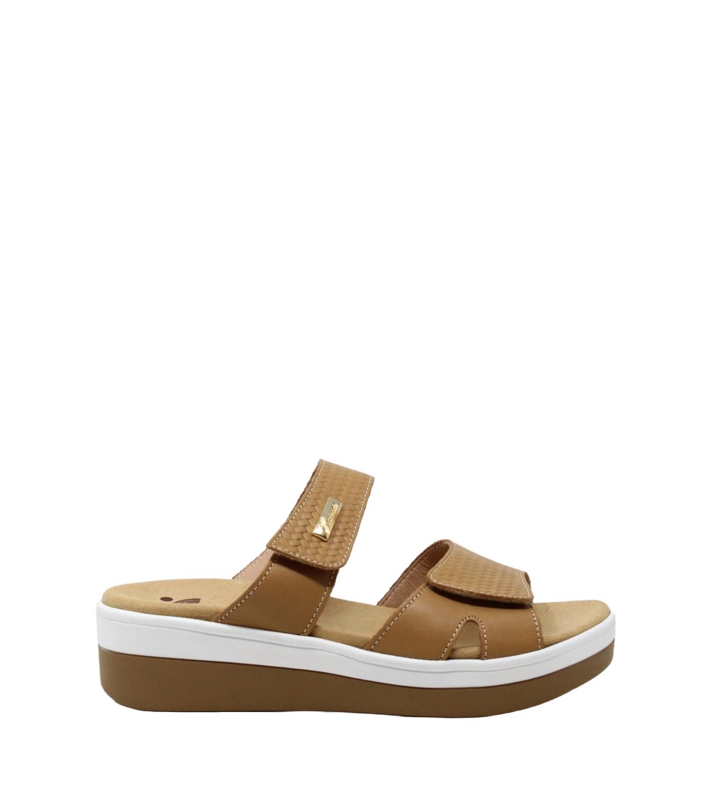 Susimoda Ciabatta Zeppa Media Doppio Velcro Cuoio