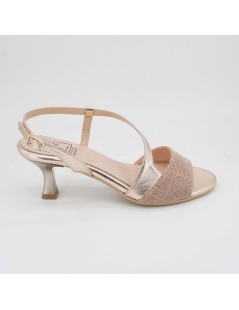 Confort Sandalo Cerimonia Classic Trasversale Laminato Glitter Rame