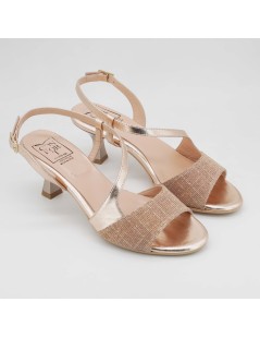 Confort Sandalo Cerimonia Classic Trasversale Laminato Glitter Rame