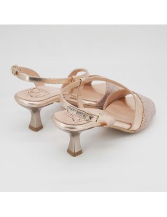 Confort Sandalo Cerimonia Classic Trasversale Laminato Glitter Rame