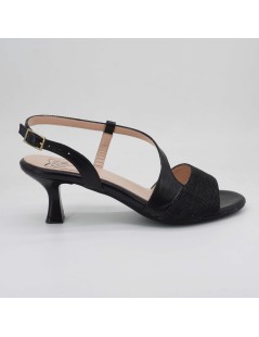 Confort Sandalo Cerimonia Classic Trasversale Laminato Glitter Nero