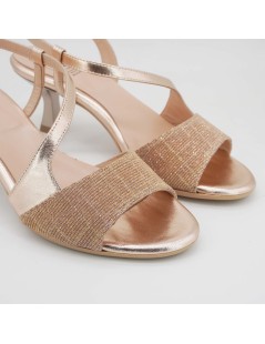 Confort Sandalo Cerimonia Classic Trasversale Laminato Glitter Rame