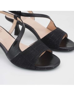 Confort Sandalo Cerimonia Classic Trasversale Laminato Glitter Nero