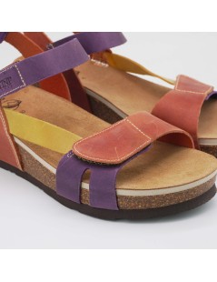 Sabatini Sandali Bio Zeppa Sughero Gel Velcro Pelle Rosa Viola