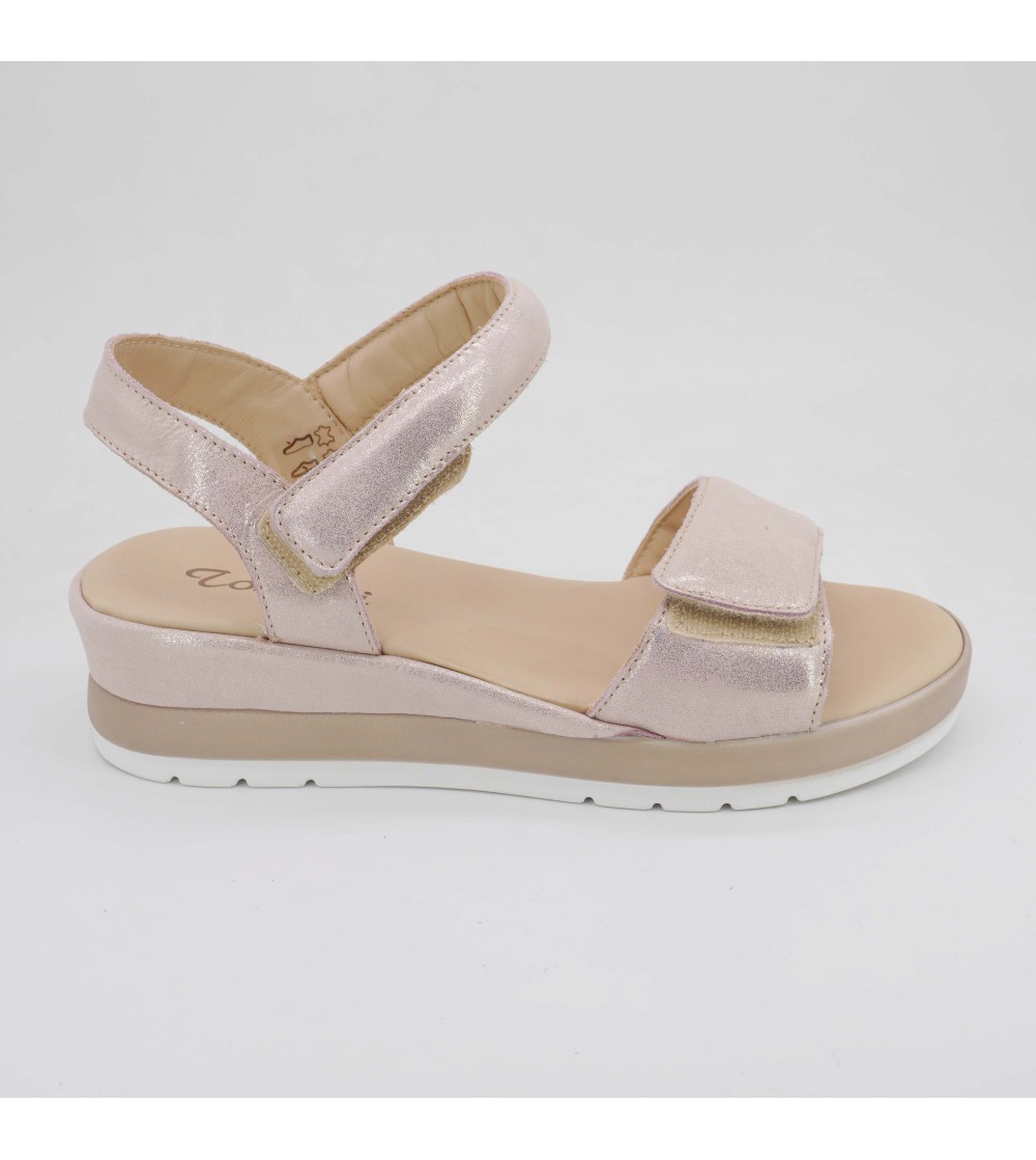 F.lli Tomasi Sandalo con Doppio Velcro Camoscio Brill Nude