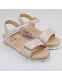F.lli Tomasi Sandalo con Doppio Velcro Camoscio Brill Nude