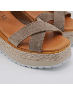 Cinzia Soft Sandalo Zeppa Glitter Plateau Incrocio Camoscio Corda