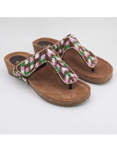 Sabatini Ciabatta Infradito Ethnic Pietre e Velcro Bronzo