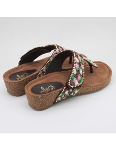 Sabatini Ciabatta Infradito Ethnic Pietre e Velcro Bronzo