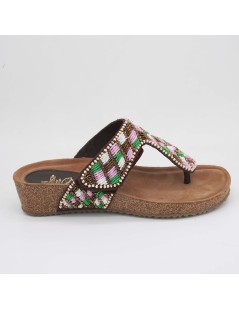 Sabatini Ciabatta Infradito Ethnic Pietre e Velcro Bronzo