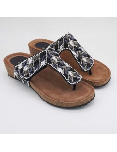 Sabatini Ciabatta Infradito Ethnic Pietre e Velcro Nero