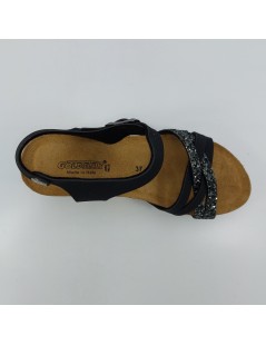 Goldstar Sandalo Bio Zeppa Alta Multifasce Braccialetto Peltro Nero